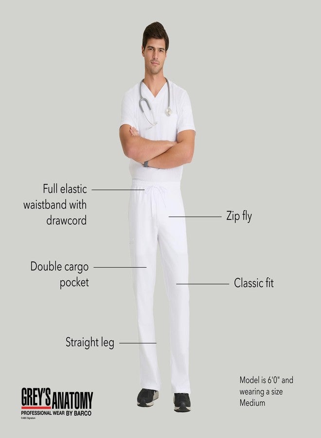 BARCO Grey’s Anatomy Classic Evan Scrub Pant for Men – White, 5-Pocket Zip-Fly Scrub Bottoms with Natural Stretch, Soil Release Fabric, and Super-Soft Finish – Medium, Tall Fit - Image 4